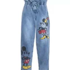 Mickey And Minnie Mouse Drawstring Denim Pants For Women By Our Universe