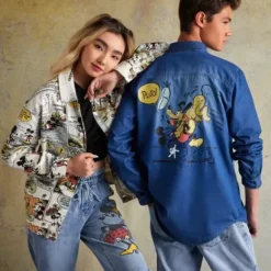 Mickey And Minnie Mouse Drawstring Denim Pants For Women By Our Universe