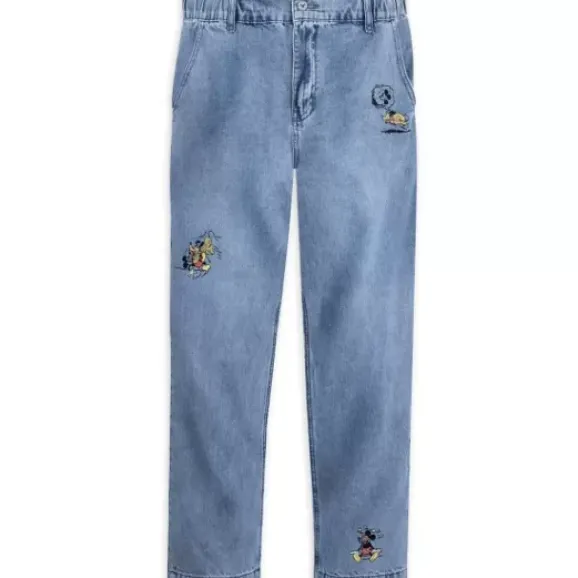 Mickey Mouse And Pluto Relaxed Fit Denim Pants For Men By Our Universe