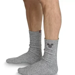 Mickey Mouse Socks For Men By Barefoot Dreams – Light Gray