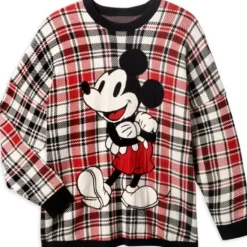 Mickey Mouse Holiday Plaid Spirit Jersey Sweater For Adults – land